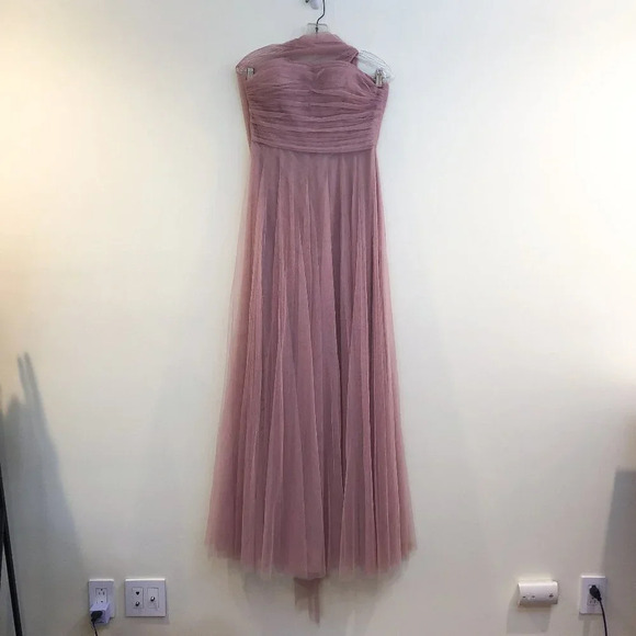 Jenny Yoo Collection Chiffon One Shoulder Adjustable Tie Back Bridesmaid Dress 8 - Picture 4 of 13